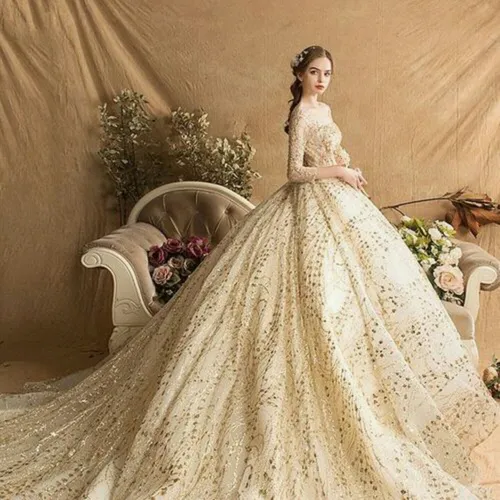 مدل جذاب و جدید از لباس عروس نباتی ازدواج عروسی مد مجلسی