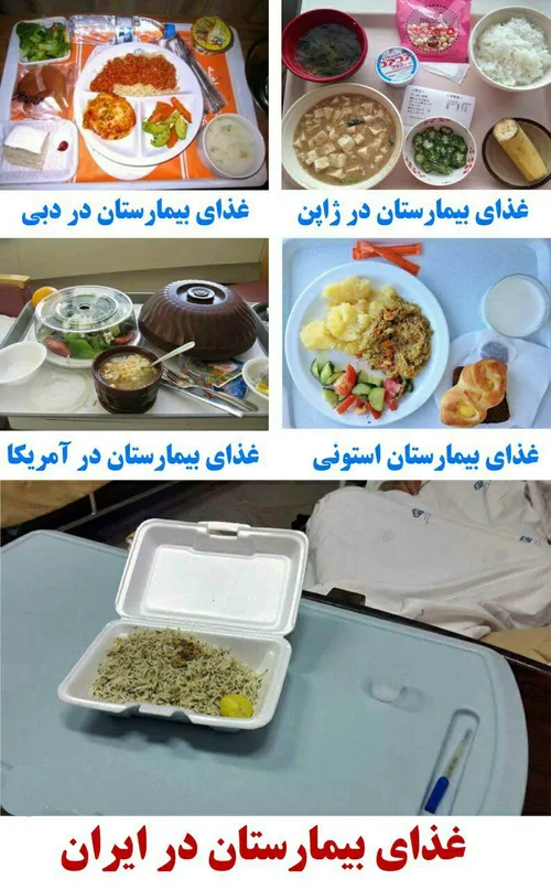 غذای بیمارستان فقط ایران بقیش سوسول درمانیه :)))))