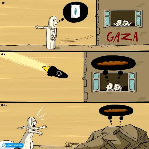 داستانی کوتاه از غزه، به روایت کاریکاتوریست یمنی!💔