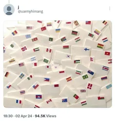 توييت اكانت  uarmyhimang با این عکس از پرچم های کشورهای م