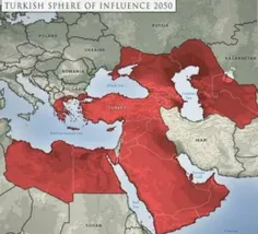 ترکیه اخیرا از نقشه نفوذ منطقه‌ای خود در ۲۰۵۰ رونمایی
