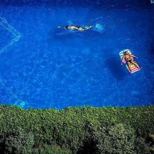 Men spend the hot hours of a summer day swimming. Tehran 