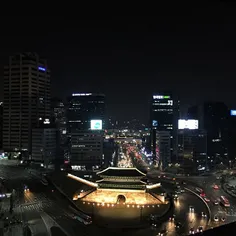 Sungnyemun (aka Namdaemun) is lighted up in The center of