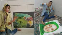 دختر ایرانی و خلق #نقاشی‌ های زیبا با یک پا 