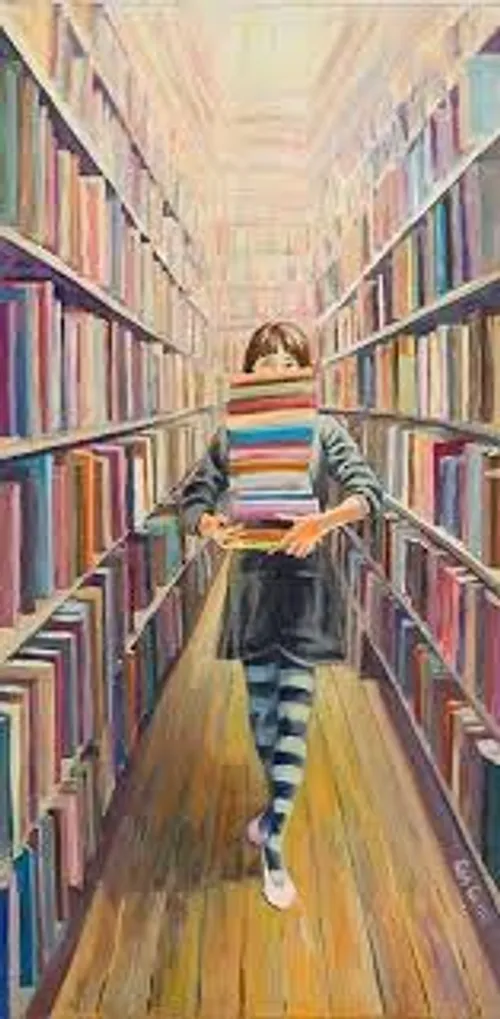 دختری در کتابخانه