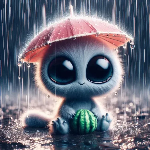 Cute little under the rain