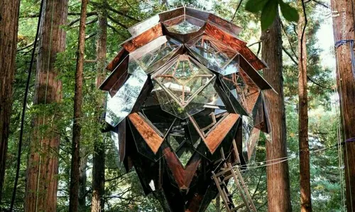 طراحی جالب خانه درختی به شکل الماس