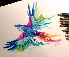 #bird #colorful #design #pretty #rainbow #tattoo