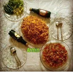 ناهار _استانبولی پلو با سالاد شیرازی