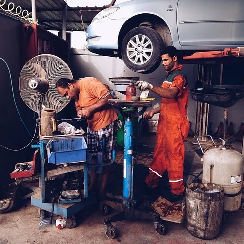 Mechanics work in Karranah village in Bahrain. Picture ma