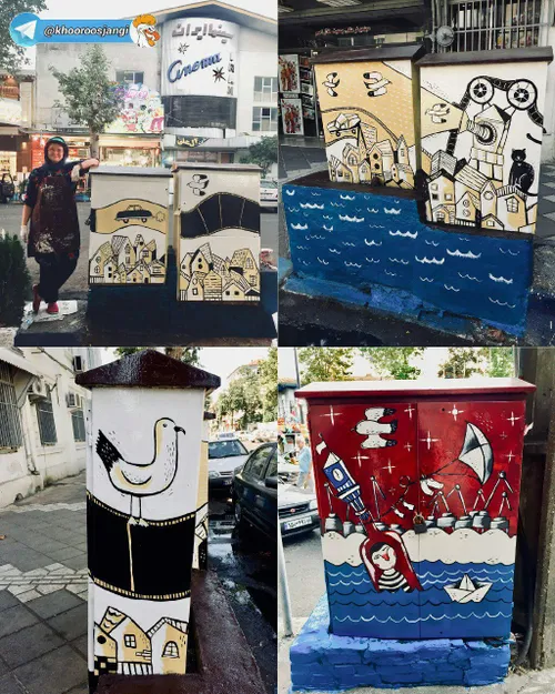 این خانم خوش ذوق فضای شهر رو با نقاشی کردن کیوسک های برق 