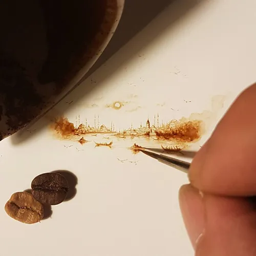 هنرو خلاقیت با قهوه کافه نقاشی