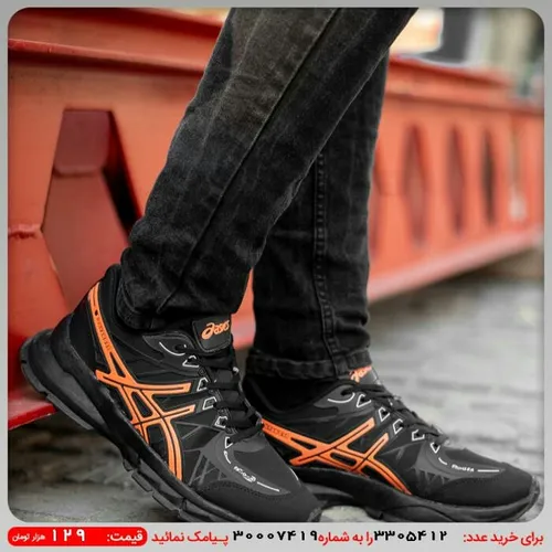 کفش ورزشی Asics مردانه مشکی نارنجی مدل Kaloni