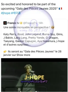 آپدیت توییتر رسمی👑BTS👑با کوت توییت France tv👌💜🐿💕👏😎💪😏