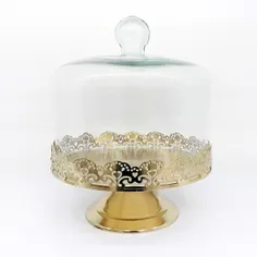 کاپ کیک خوری پایه فلزی طلایی طرح فلاور (گل) | ظروف کیک خوری مدرن کد 42009