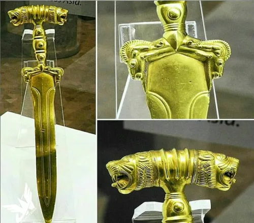 شمشیر بسیار زیبای هخامنشی از طلای ۲۴ عیار ساخته شده، با د