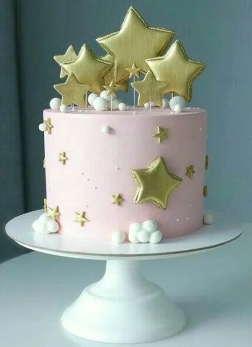 cake pink star gold