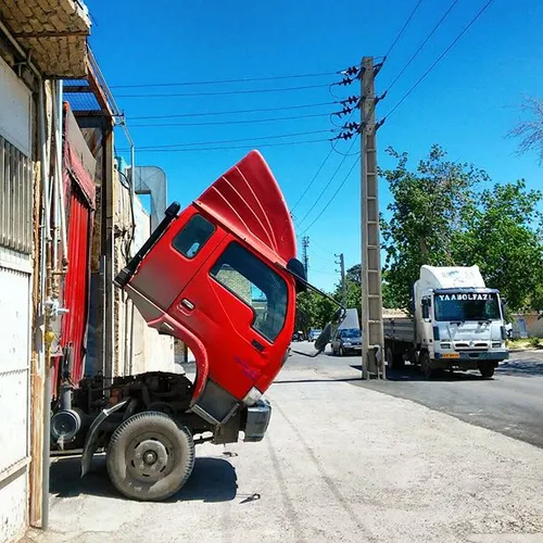 dailytehran truck redtruck red white road Teh Tehran Iran
