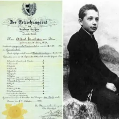 کارنامه آلبرت انیشتین در سال 1896 در سن 17سالگی، برخلاف گ