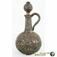 ظرف #شراب نقره ای منقوش و زیبا مربوط به دوره قاجار، قرن 1