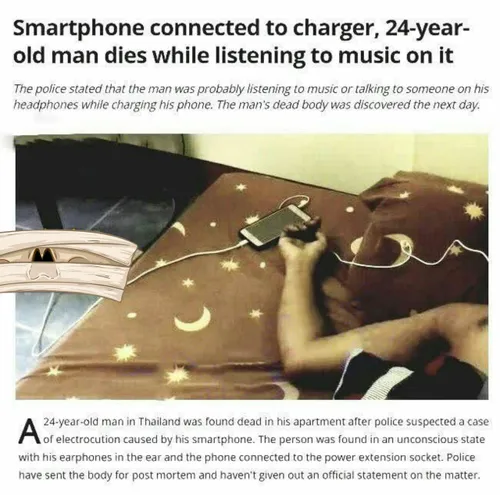 ⛔️مرگ وحشتناک به خاطر استفاده از گوشی در حین شارژ