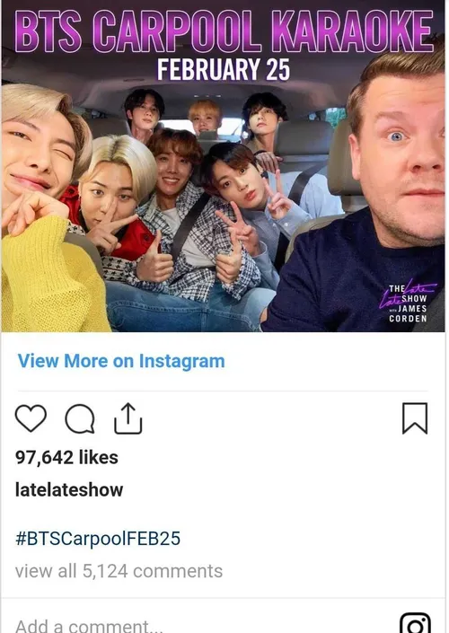 Carpool karaoke with bts 25 فوریه