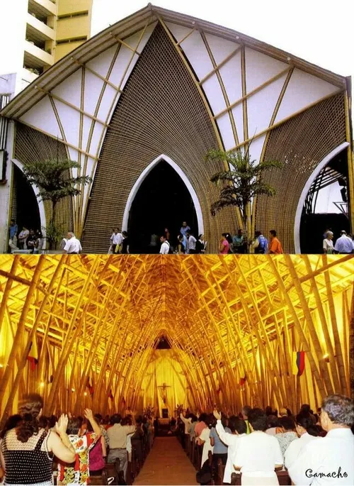 تنها کلیسا جامع ساخته شده از بامبو در جهان که پس از زمین 