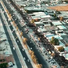 تصویر هوایی از جاده مشایه به سمت کربلای معلی.