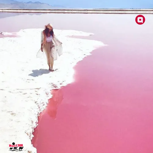 دریاچه مهارلو یا دریاچه نمک به رنگ صورتی و رمانتیک