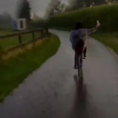 دوچرخه سواری تو بارون 🥺🌱