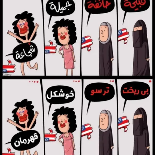 🖼کاریکاتور یک فرد یمنی درباره ی نظر غرب در مورد پوشش خانم ها