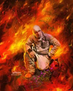 نقاشی روح الامین برای فرمانده شجاع، شهید آتش‌نشان رضا دار