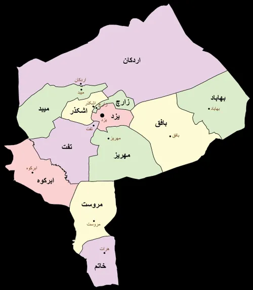 نقشه استان یزد