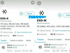 پیج EXOM و EXOK در توییتر، هردو SOON رو توییت کردن !!!! 😟