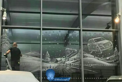 هنرنمایی فوق العاده روی شیشه های یخ زده😍 هنر و خلاقیت