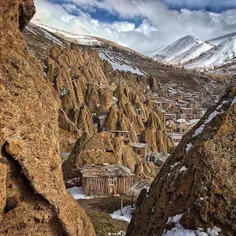 A general view of the Iranian troglodyte village of Kando