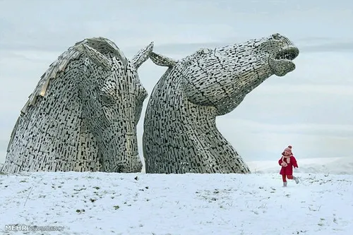 مجسمه اسب ها ساخته شده از فلزات در اسکاتلند