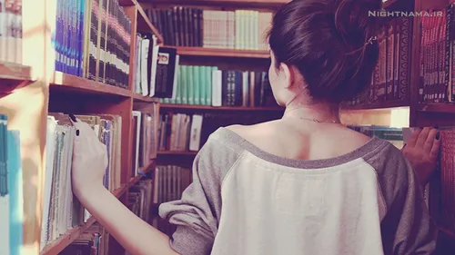 girl+book+library