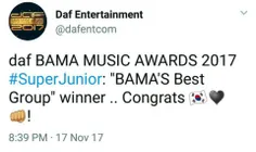 بُرد superjunior در dafbama music awards😍 💙 