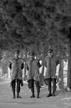 ‏ سربازان گارد شاهنشاهی در لباس هایی از پوست پلنگ #ایران_