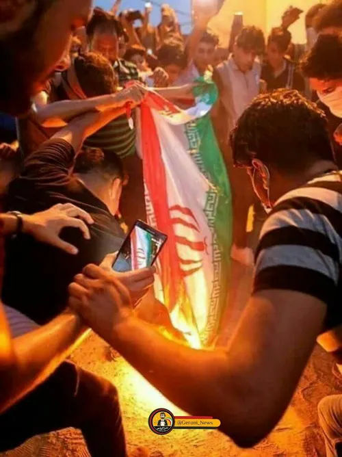 توهین به پرچم جمهوری اسلامی ایران در شهر بصره عراق!!!!!!!