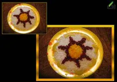 تزئین با پلو زعفرانی، ته دیگ سیب زمینی به شکل ماه و زرشک