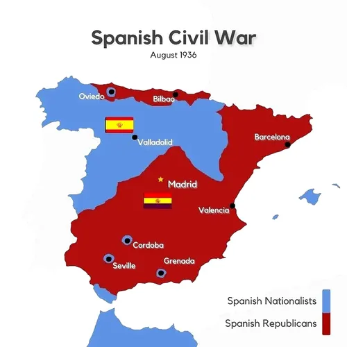 مناطق سلطنت طلب و جمهوری طلب در اسپانیا