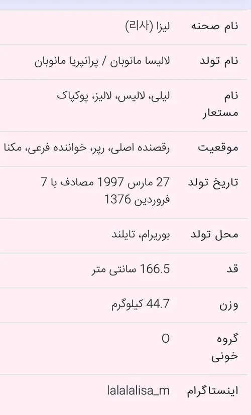 مشخصات اعضای بلک پینک