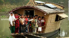 روستاهای دورافتاده ‏بنگلادش، قایقهایی بعنوان مدرسه، با دا