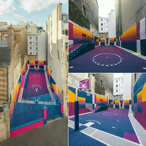 زمین بسکتبالی زیبا و متفاوت در شهر پاریس که با استفاده از