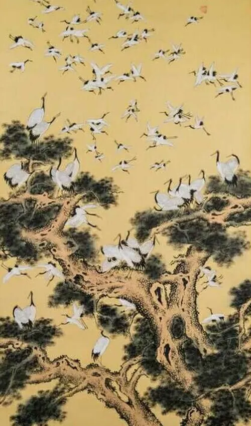 نقاشی چینی لک لک زیبا آرامش بخش کپی با ذکر صلوات جهت سلام