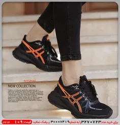 کفش ورزشی Asics زنانه مشکی نارنجی مدل Tina