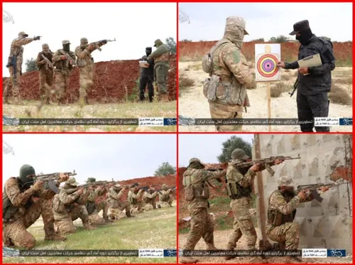 تمرینات گروه تروریستی به نام حرکت مهاجرین اهل سنت ایران در ادلب سوریه، آموزش ها زیر نظر گروه تروریستی تحریرالشام انجام می شود.