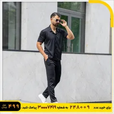 🏆ست پیراهن و شلوار مردانه مشکی مدل Pasha2